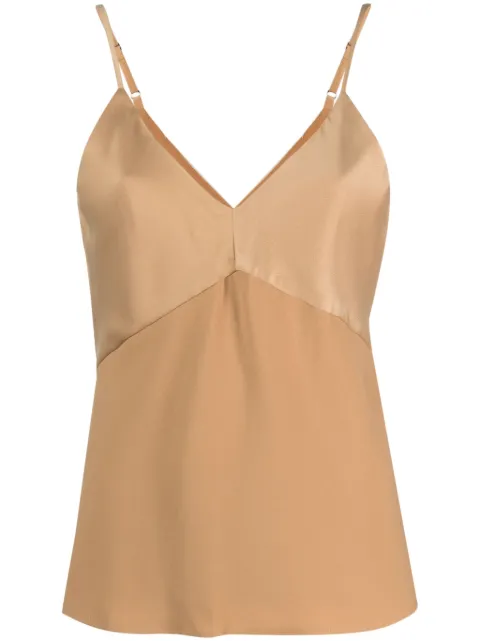 DKNY Mix media V-neck tank top Brown P3GANU33