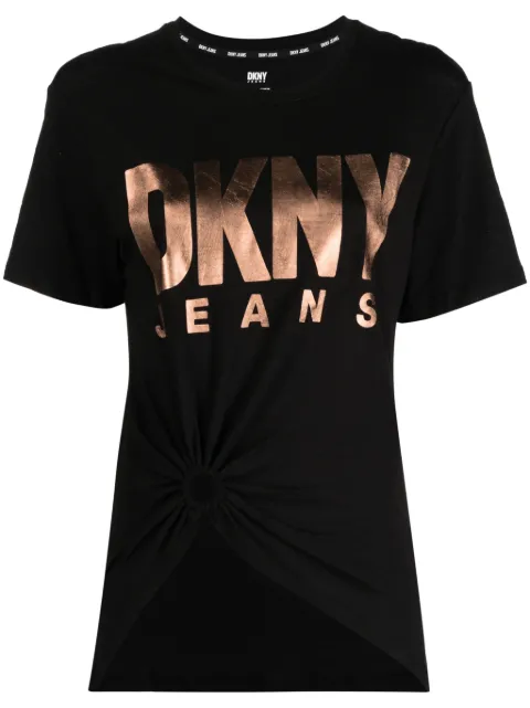 DKNY logo-print cotton-blend T-shirt Black E3EKXSSA
