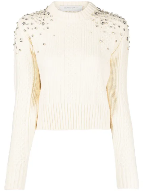 Golden Goose crystal-embellished virgin wool jumper Neutrals GWP01165P001320