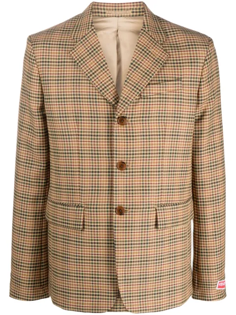 Kenzo checked single-breasted blazer Neutrals FD65VE1229GH