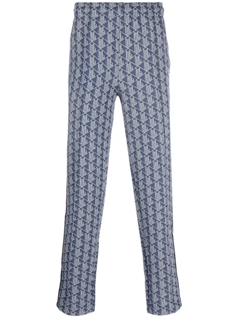 Lacoste jacquard monogram-pattern track pants Blue XH1440