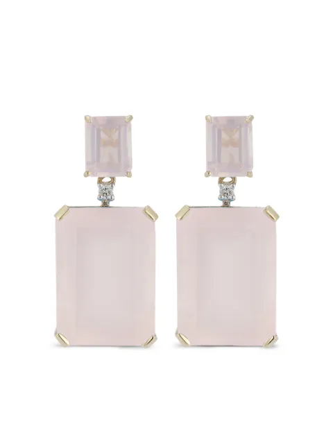 Mateo rose quartz and diamond drop earrings Gold RQFE04