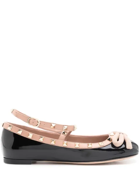 Valentino Garavani Rockstud paten leather ballerina Black WS0HB6VNW