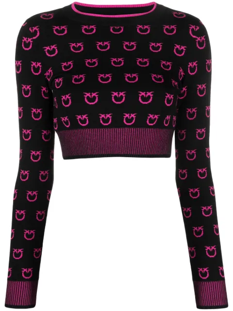 PINKO intarsia-knit cropped jumper Black 101561A112