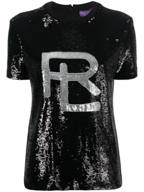 Ralph Lauren Collection logo sequin T-shirt Black 290918477