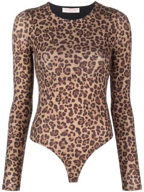 Valentino Garavani animalier-print jersey bodysuit Neutrals BMR00U81D