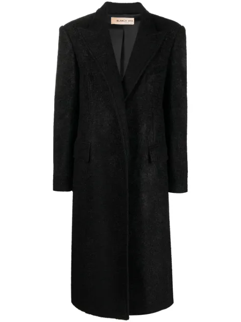 Blanca Vita felted single-breasted long coat Black CAMELIA5324