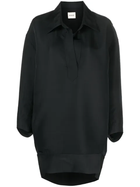 KHAITE The Kal faille mini shirtdress Black 5364541200