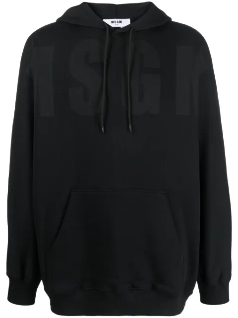 MSGM logo-print cotton hoodie Black 3540MM109237799