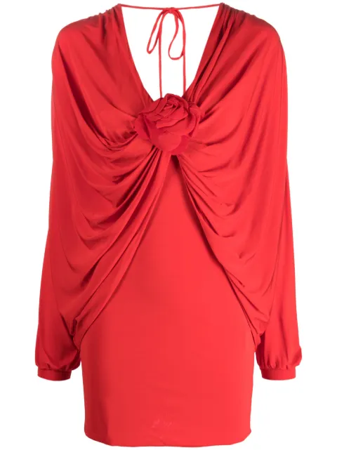 Giuseppe Di Morabito flower-detail ruched minidress Red PF23314DRF243
