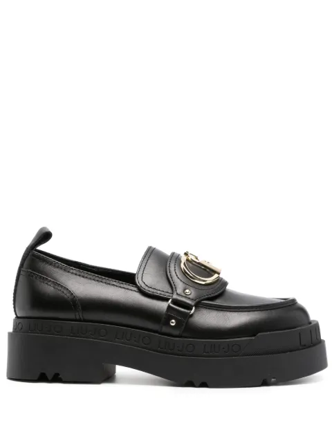 LIU JO Love 41 50mm logo-plaque loafers Black SF3039P01022