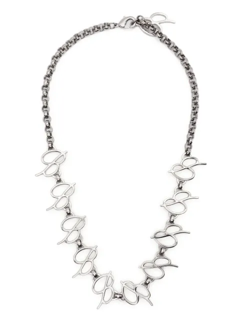 Blumarine logo-lettering polished-finish necklace Silver 2W259A