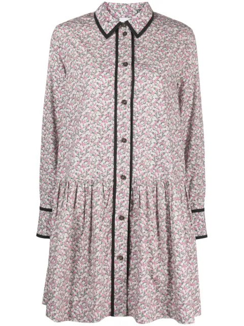 GANNI floral-print organic cotton minidress Pink F8219