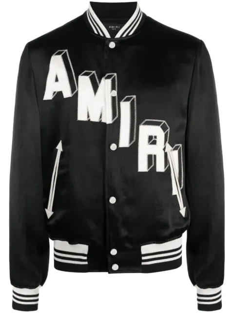 AMIRI logo-embroidered varsity jacket Black AW23MOS091