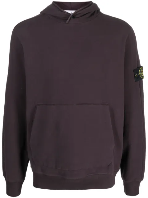 Stone Island Compass-patch cotton hoodie Purple 791561252