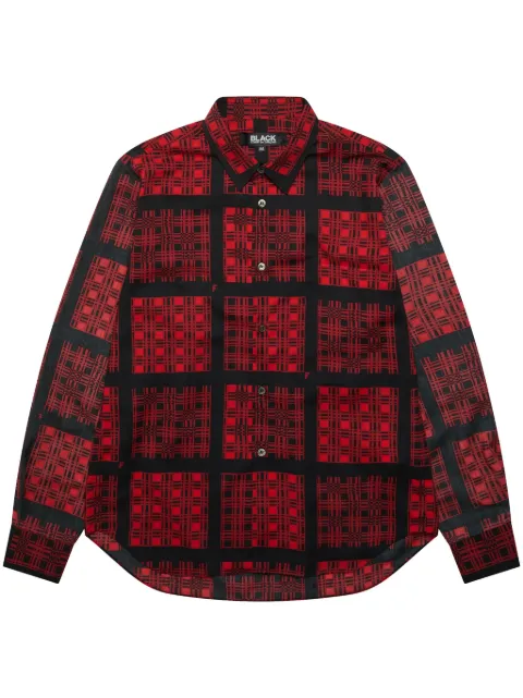 Black Comme Des Garçons check-print long-sleeve shirt Red 1LB001