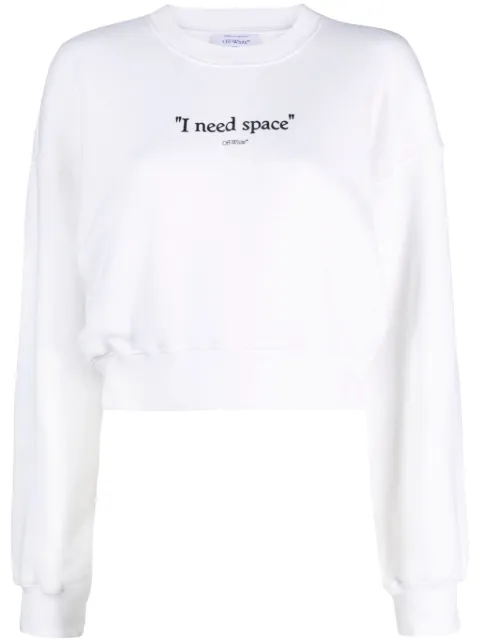 Off-White slogan-print cropped cotton sweatshirt White OWBA073F23JER0010110