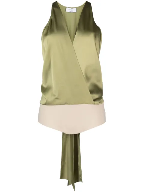 Blumarine plunging V-neck satin-finish body Green 2C242A