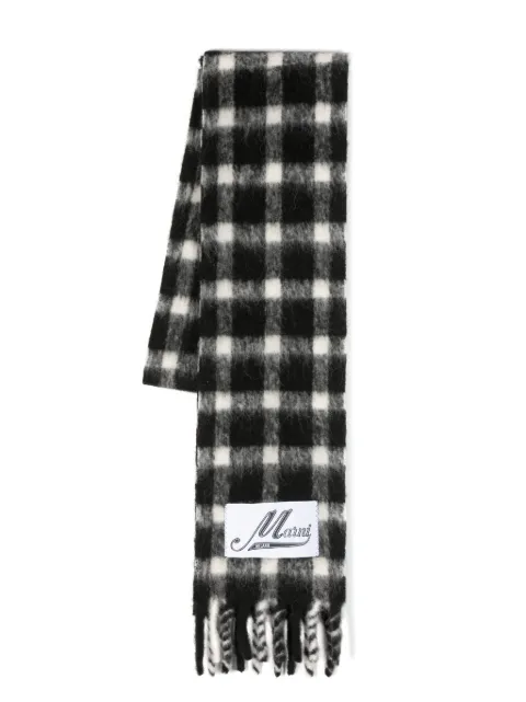 Marni check-print fringed scarf Black SCMC0105Q0UAW019