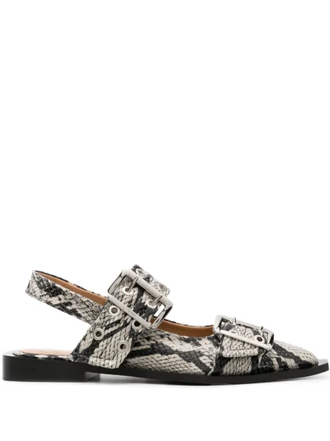 GANNI snakeskin-effect buckled sandals Neutrals S2228