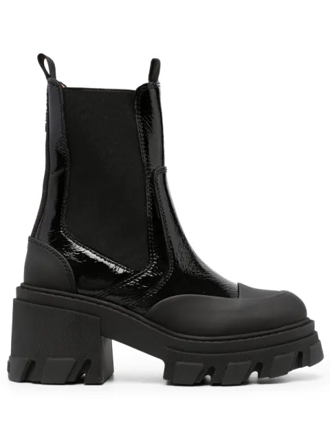GANNI logo-embossed panelled Chelsea boots Black S2304