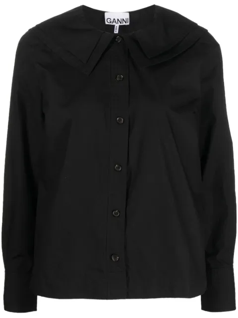 GANNI layered bib-collar cotton shirt Black F8262