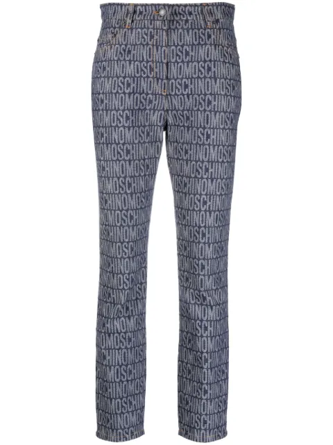Moschino logo-jacquard high-rise slim-cut jeans Blue A03157723