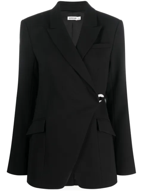 SIMKHAI Eva crossover-neck clasp-fastening blazer Black 4236053E