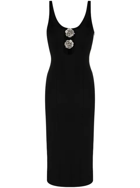 Blumarine metallic floral-appliqué midi dress Black P422A417A