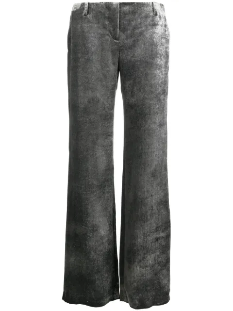 Alberta Ferretti crushed-velvet low-rise trousers Silver A03135149