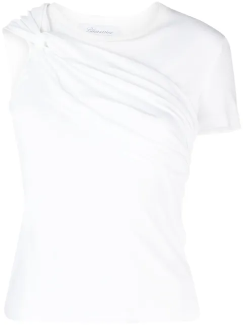 Blumarine twist-detail cotton T-shirt White 2T051A