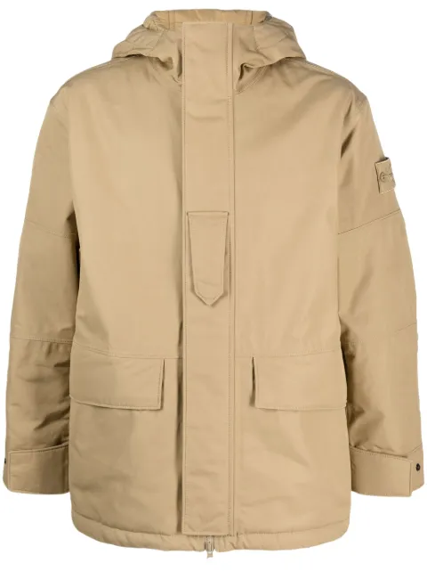 Stone Island garment-dyed cotton hooded jacket Neutrals 7915420F1