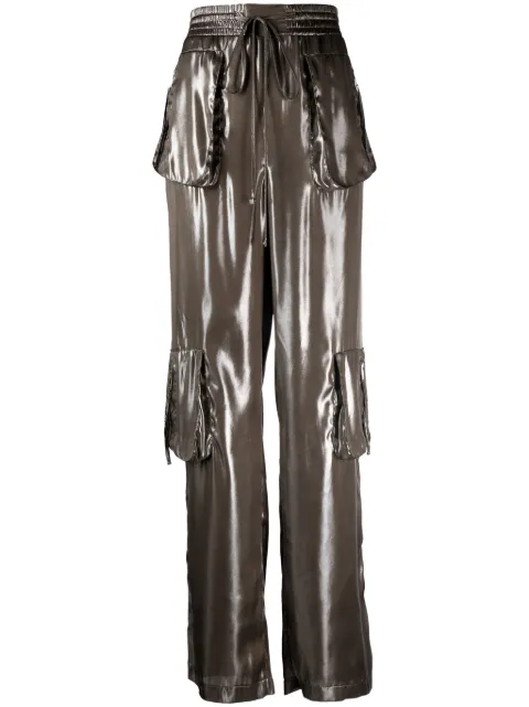 Blumarine high-waisted high-shine trousers Green P422P109A