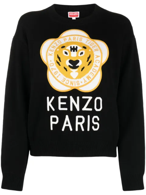 Kenzo Tiger Academy wool-blend jumper Black FD62PU4263BB