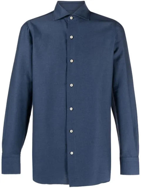 Finamore 1925 Napoli long-sleeve cotton-blend shirt Blue 060256A3079