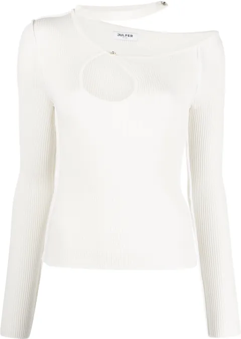 JULFER Kylie cut-out ribbed-knit top White KYLIETOP
