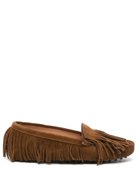 Scarosso fringed suede loafers Brown MAYADRIVBROSUED