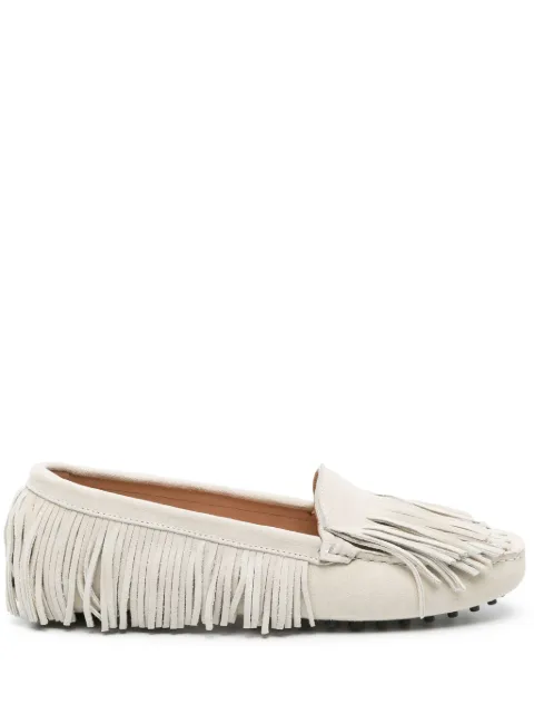 Scarosso fringed suede loafers Neutrals MAYADRIVCRESUED