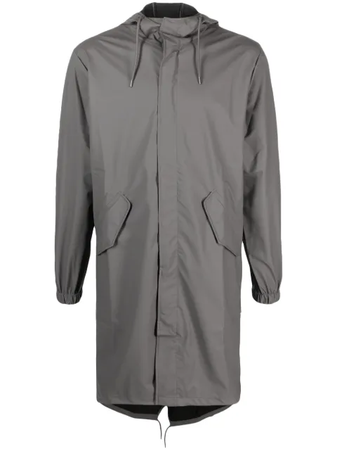 Rains Fishtail drawstring-hood coated parka Grey 18140
