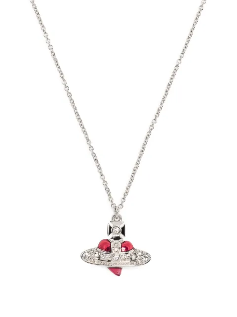 Vivienne Westwood New Diamante Heart pendant necklace Silver 630203BM02P383CN