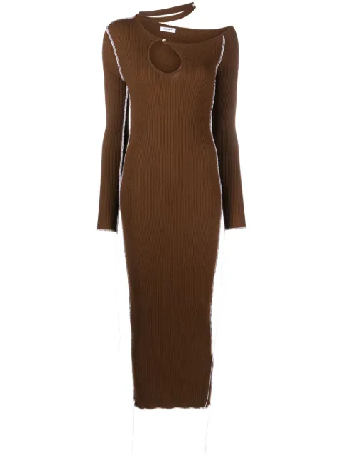 JULFER ribbed-knit cut-out midi dress Brown KYLIEDRESS