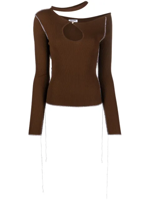 JULFER cut-out ribbed-knit top Brown KYLIETOP