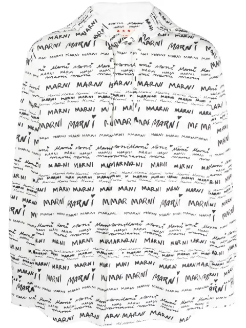 Marni Mega-Marni cotton hooded shirt White CUMU0195A5UTC290
