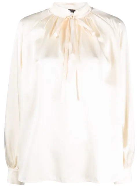 Max Mara tie-fastening silk blouse Neutrals 2311160237600