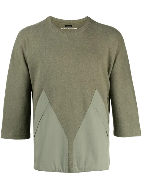 Maharishi crew-neck knitted T-shirt Green 4056KIMONOCUT