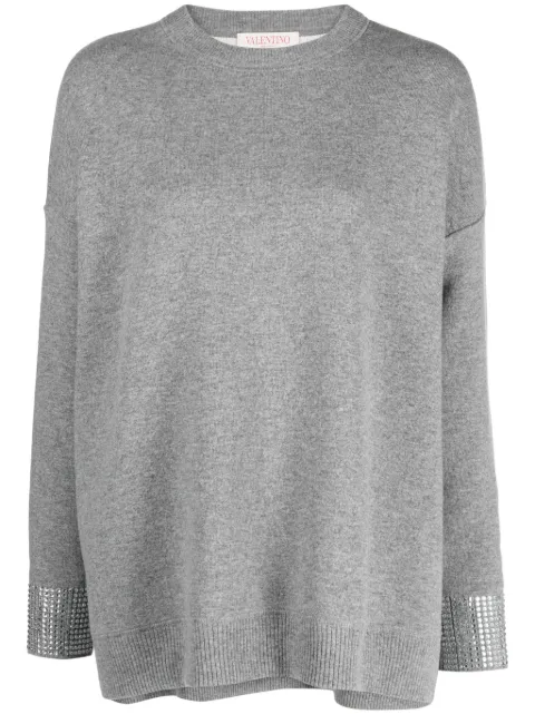 Valentino Garavani rhinestone-embellished wool jumper Grey BKC47Y83B