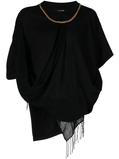 Junya Watanabe fringe-detail draped top Black JLB005