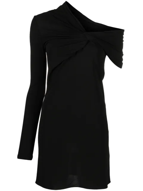 Saint Laurent twist-front asymmetric minidress Black 753164Y7F93