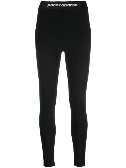 Rabanne logo-waistband high-waisted leggings Black 23AJPA288PA0092
