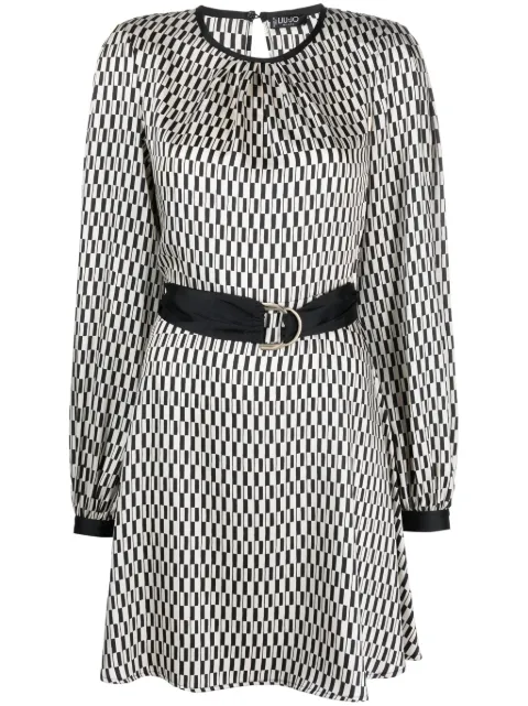LIU JO graphic-print belted dress Neutrals CF3233TS531